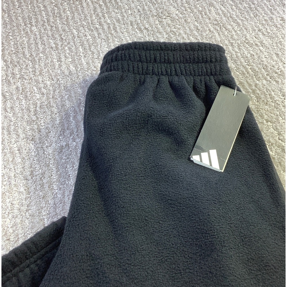 Adidas Boys Winterized 3S Jogger Pants Black Fleece Sweatpants Size XL 18/20 NWT